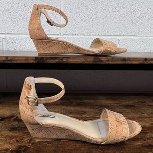 Alex Marie Cork Wedge Sandals Ankle Strap Open Toe women's 7.5